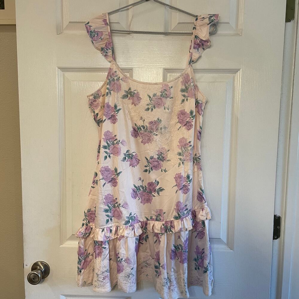 NWT LoveShackFancy Divina Floral Print Mini Dress size 12 in Mauve Rose